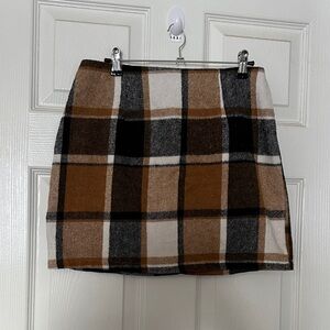 SHEIN Plaid Mini Skirt in Brown and Black